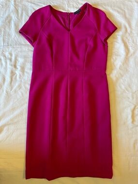 The Limited Fuchsia V-Neck Midi Sheath Dress